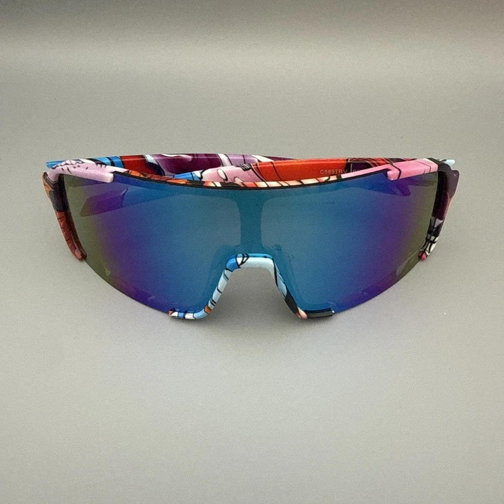 MULTICOLOR GRAFFITI UV400 Shield SUNGLASSES Mirror Lense Sports- Cycle - HOT